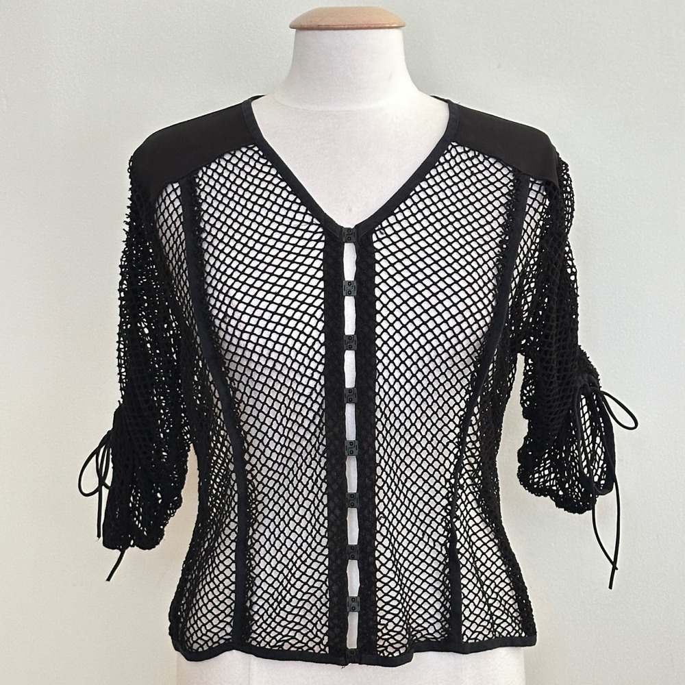 Goth Fairy Grunge Womens Top 12 Black Open Mesh Fishnet Edgy Whimsigoth Alt Emo